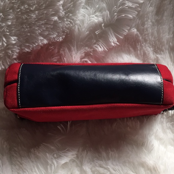 Kate Spade Red Canvas Blue Leather Bag - Picture 7 of 7
